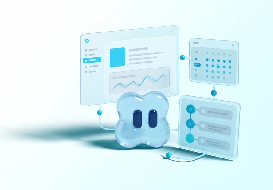 Construct mascot connecting report, schedule, and workflow surfaces
